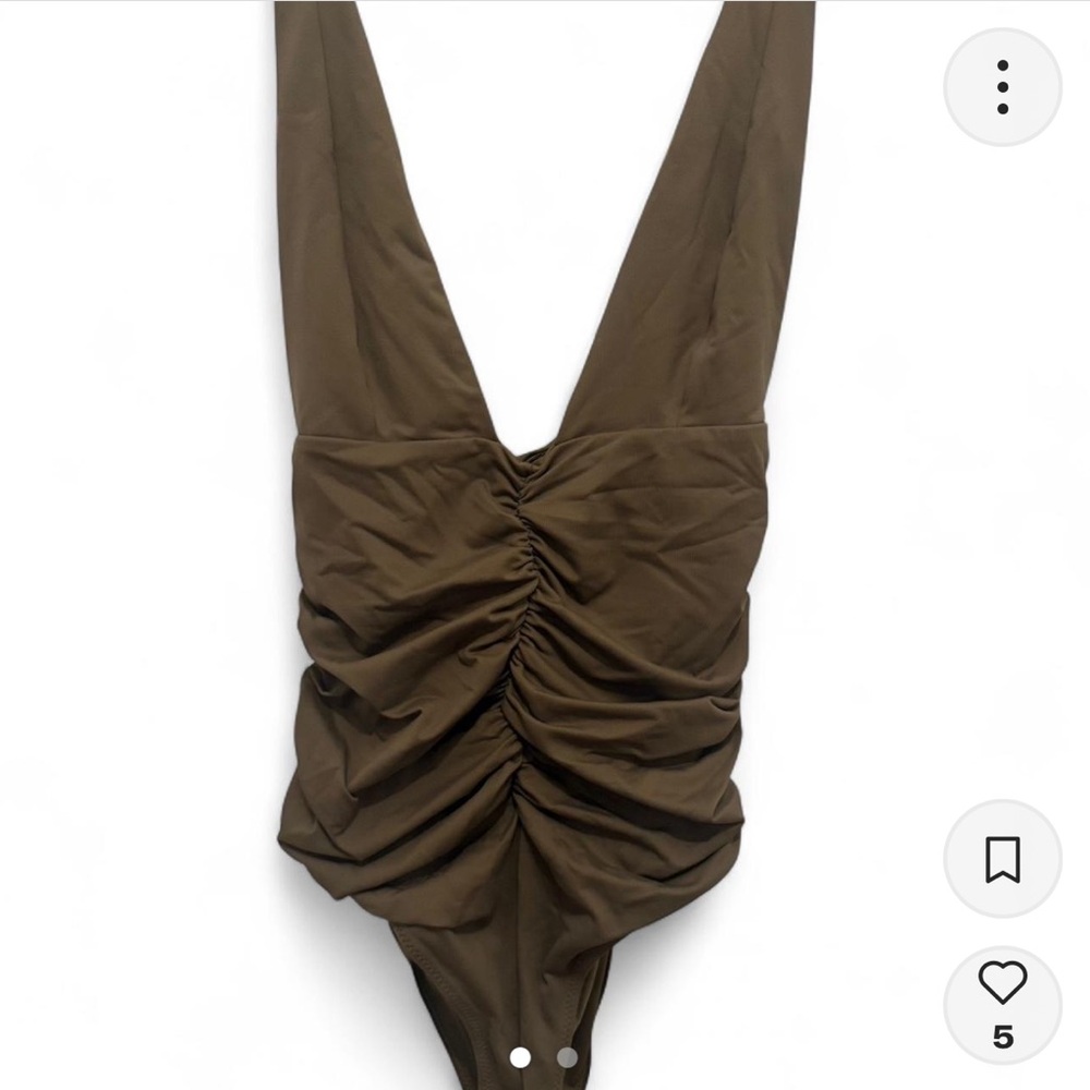 Zara Deep Plunge Ruched Bodysuit
